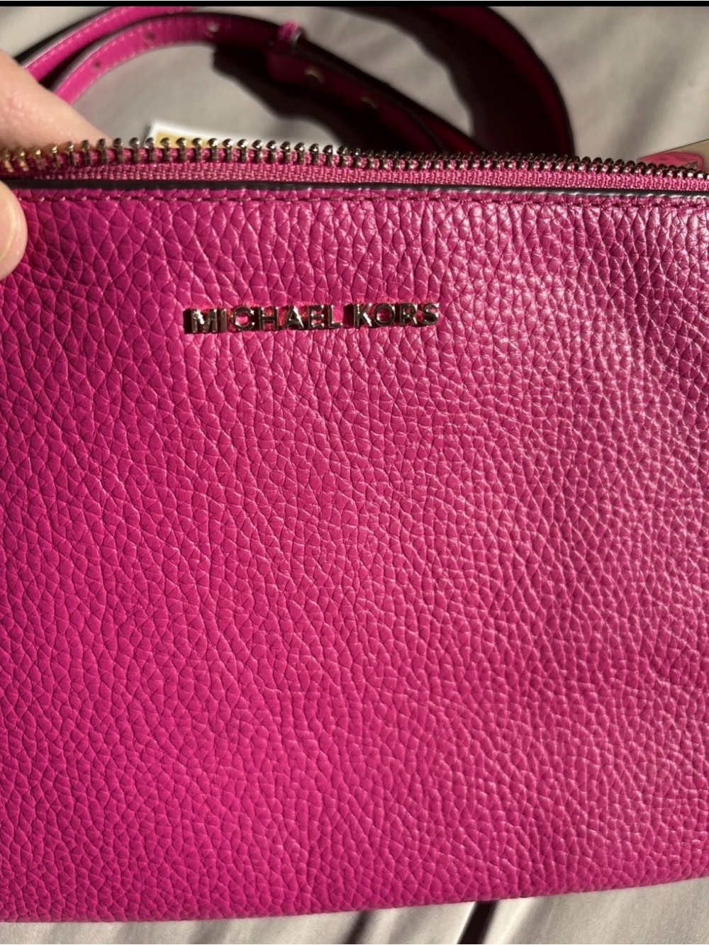 Michael Kors Jet Set LG DBL Pouch Shoulder/Crossbody, Wild Berry/Deep Pink - Picture 3 of 14